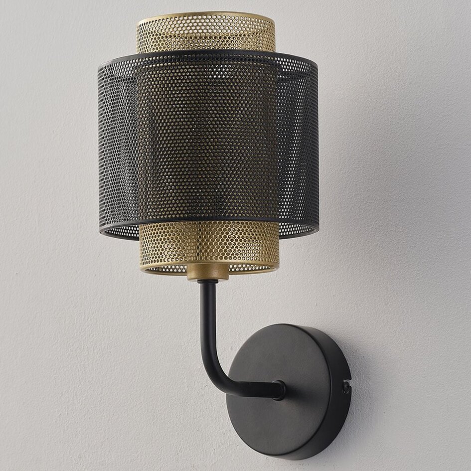 Vägglampa Mary i svart med guld