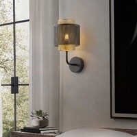 Vägglampa Mary i svart med guld