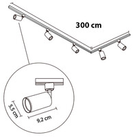 Set med 1-fas skensystem på 3 meter och Jill-spotlights, svart
