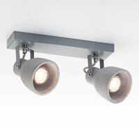 Taklampa betonggrå med 2 spotlights - Arthur