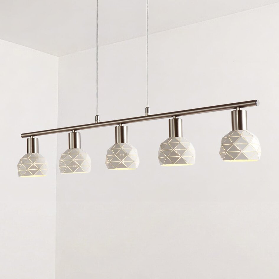 Modern pendellampa Alabaster med fem lampor i vitt