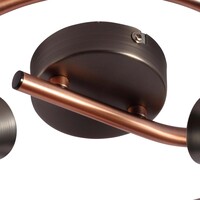 Taklampa Rose med tre lampor, koppar med svarta spotlights