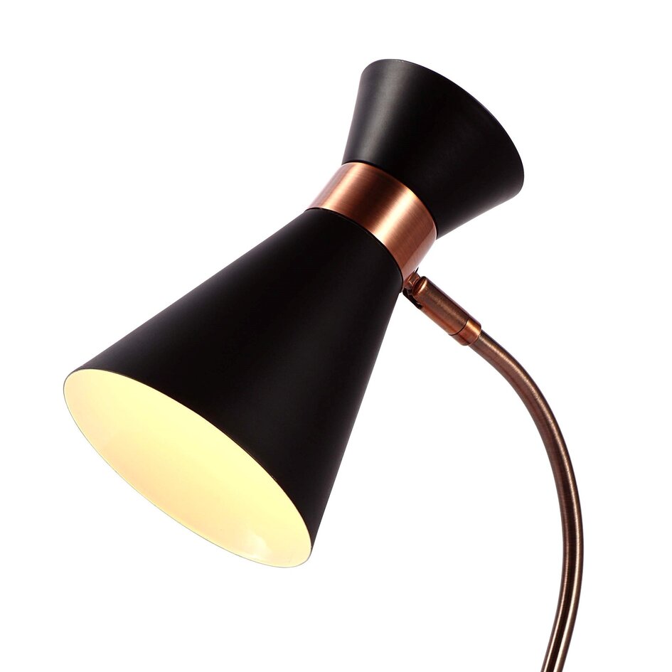 Bordslampa Lily, koppar med svart skärm