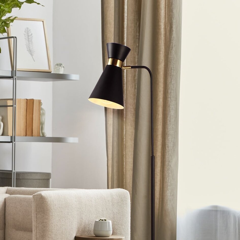 Golvlampa svart med guld - Alyssa