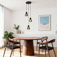 Industriell pendellampa Hailey med tre lampor i svart