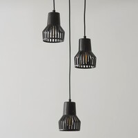 Industriell pendellampa Hailey med tre lampor i svart