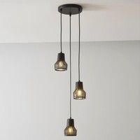 Industriell pendellampa Hailey med tre lampor i svart