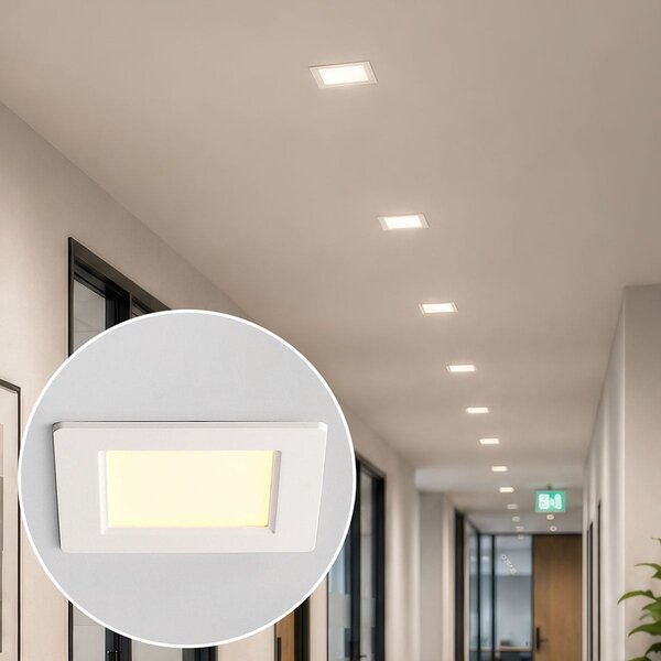 6W kvadratisk downlight med anpassningsbar färgtemperatur - 120 x 120 mm