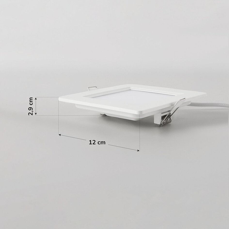 6W fyrkantig LED-downlight med justerbar färgtemperatur - 120 x 120 mm
