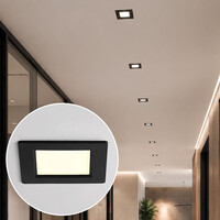 6W fyrkantig LED-downlight med justerbar färgtemperatur - 120 x 120 mm i svart