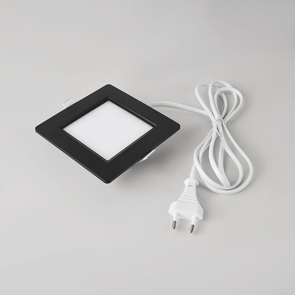 6W fyrkantig LED-downlight med justerbar färgtemperatur - 120 x 120 mm i svart