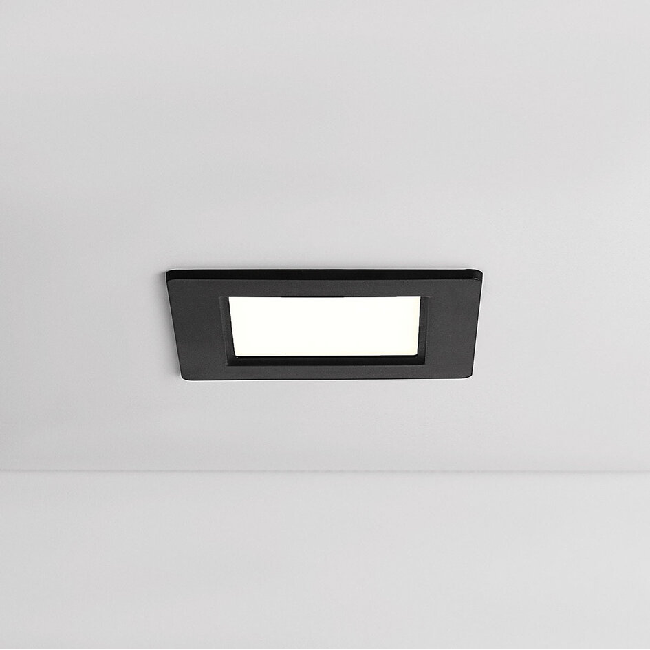 6W fyrkantig LED-downlight med justerbar färgtemperatur - 120 x 120 mm i svart