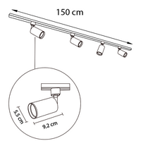 Set med 1-fas skensystem på 1,5 meter och Jill-spotlights, svart