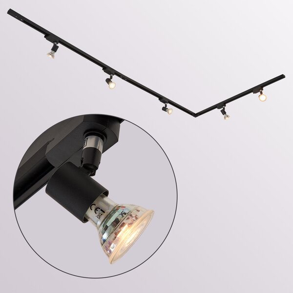 Modernt 1-fas skensystem på 3 meter med Stanley spotlights - taklampa