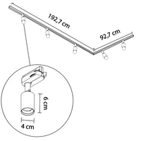 Set med 1-fas skensystem på 3 meter och Stanley-spotlights, svart