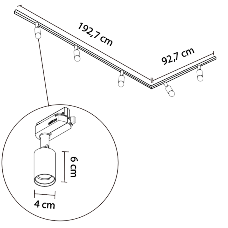 Set med 1-fas skensystem på 3 meter och Stanley-spotlights, svart