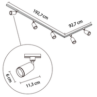 Set med 1-fas skensystem på 3 meter och Jade-spotlights, svart