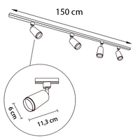 Set med 1-fas skensystem på 1,5 meter och Jade-spotlights, svart