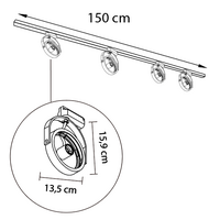 Set med 1-fas skensystem på 1,5 meter och Skaly-spotlights, svart