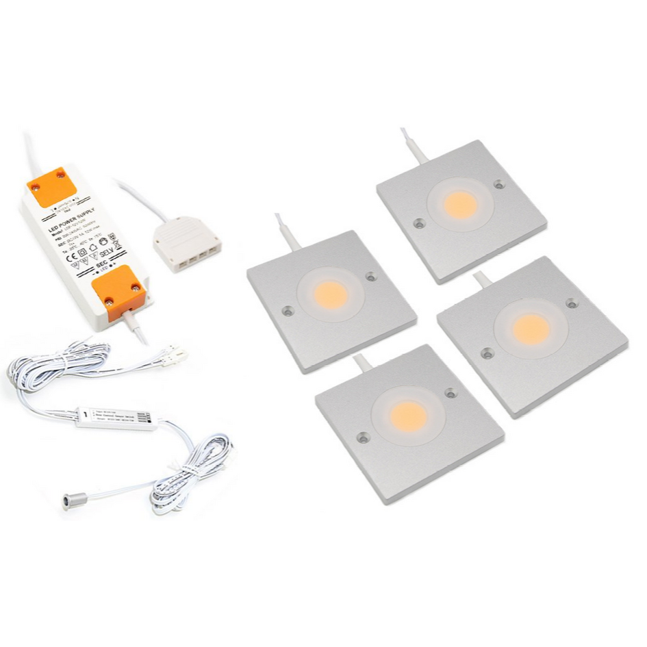 LED-skåpsbelysning Alina komplett set med 4 spotlights