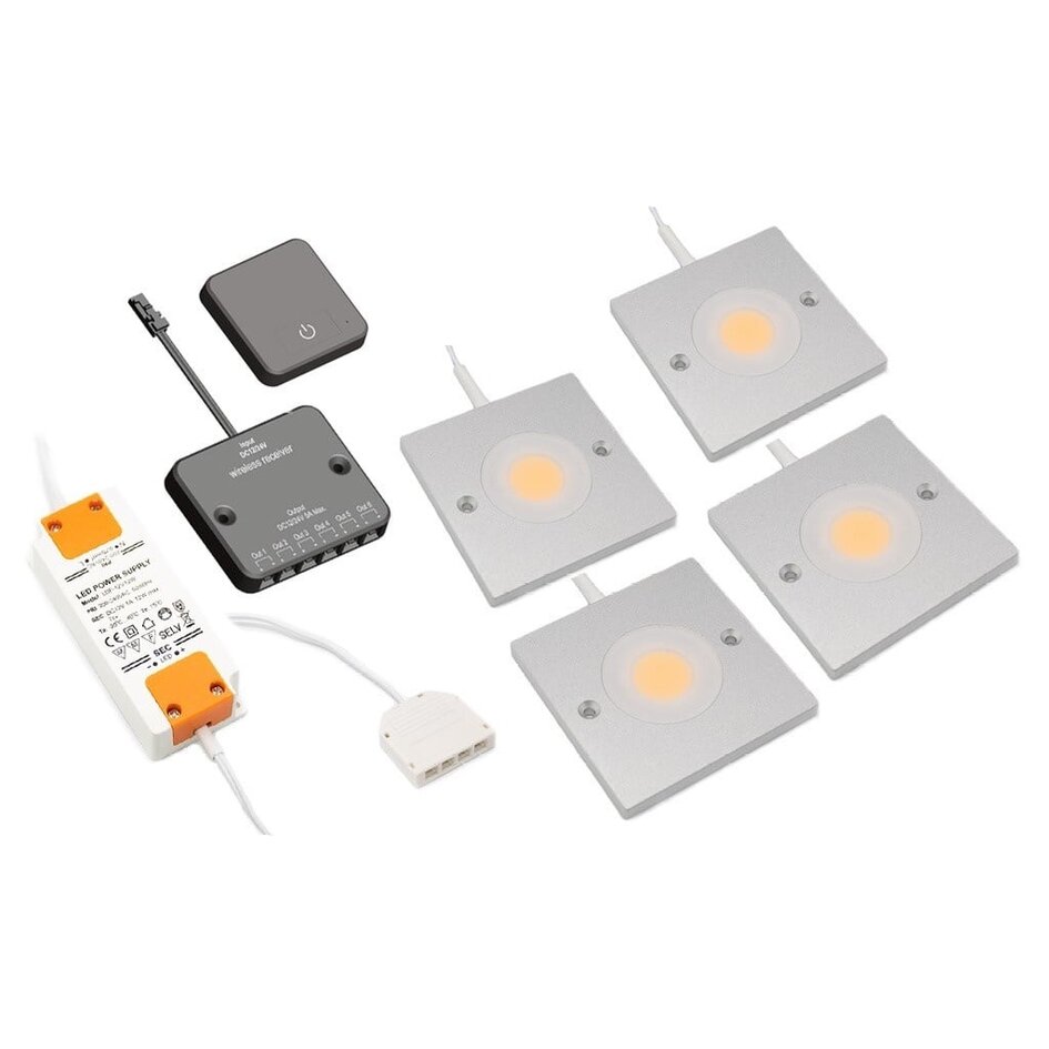 LED-skåpsbelysning Alina komplett set med 4 spotlights