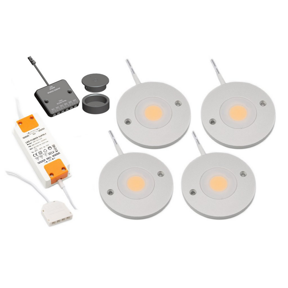 LED-skåpsbelysning Kaya komplett set med 4 spotlights