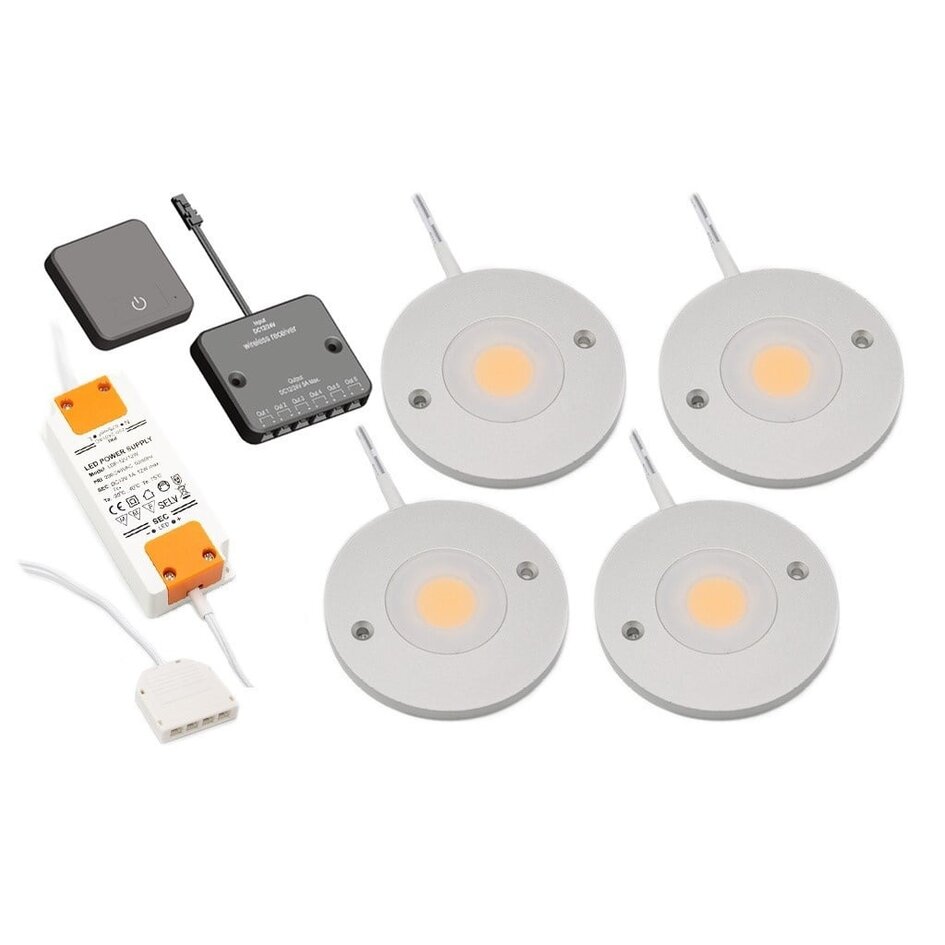 LED-skåpsbelysning Kaya komplett set med 4 spotlights