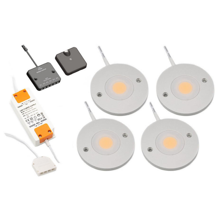 LED-skåpsbelysning Kaya komplett set med 4 spotlights