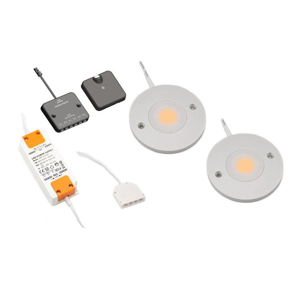 LED-skåpsbelysning Kaya komplett set med 2 spotlights
