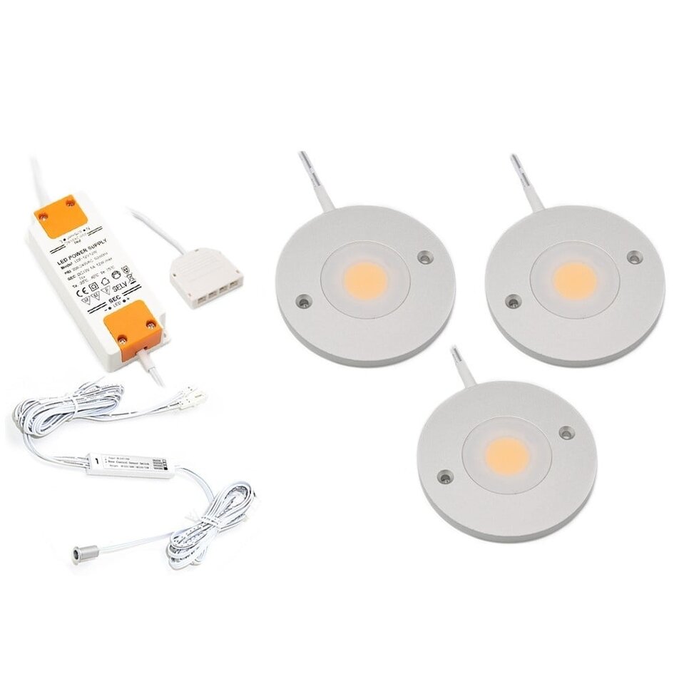 LED-skåpsbelysning Kaya komplett set med 3 spotlights