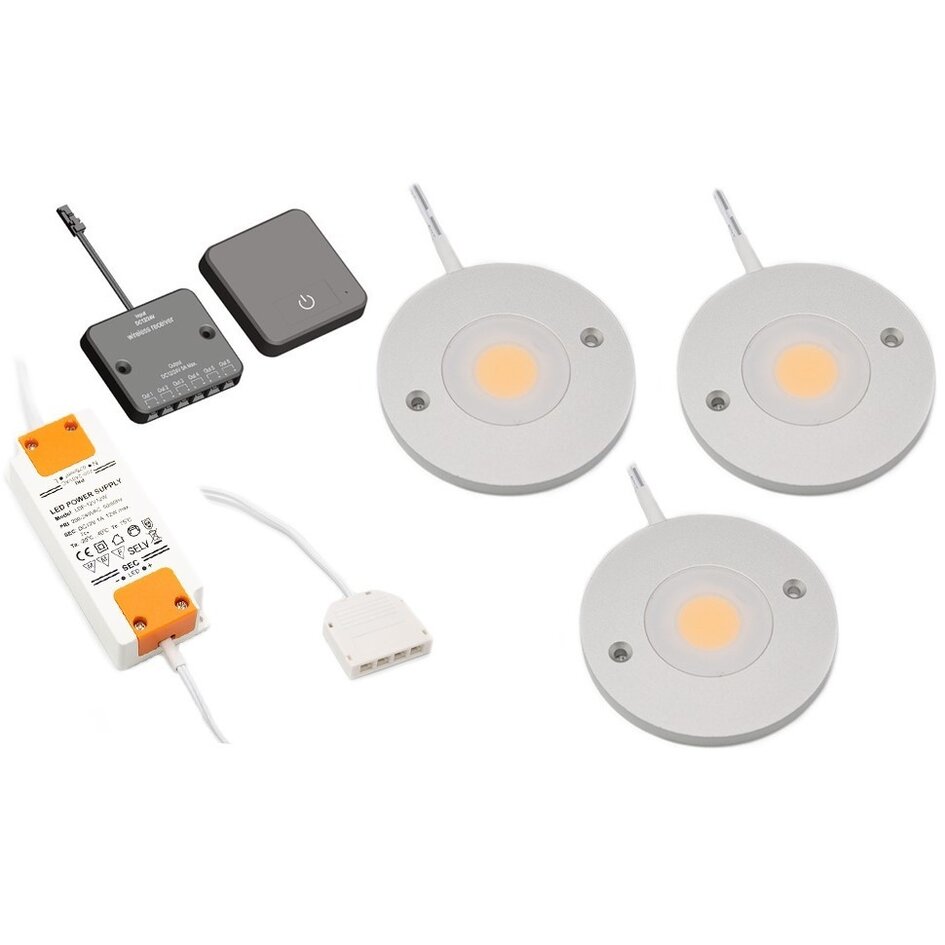 LED-skåpsbelysning Kaya komplett set med 3 spotlights