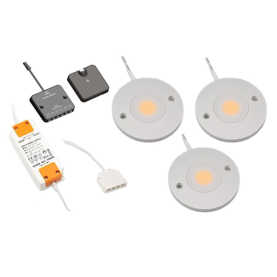LED-skåpsbelysning Kaya komplett set med 3 spotlights