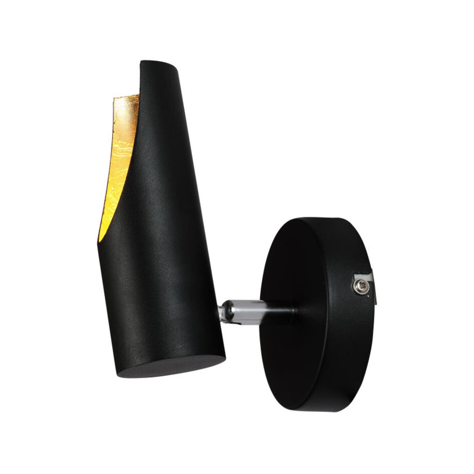 Vägglampa Memphis, mattsvart med guldfärgad insida