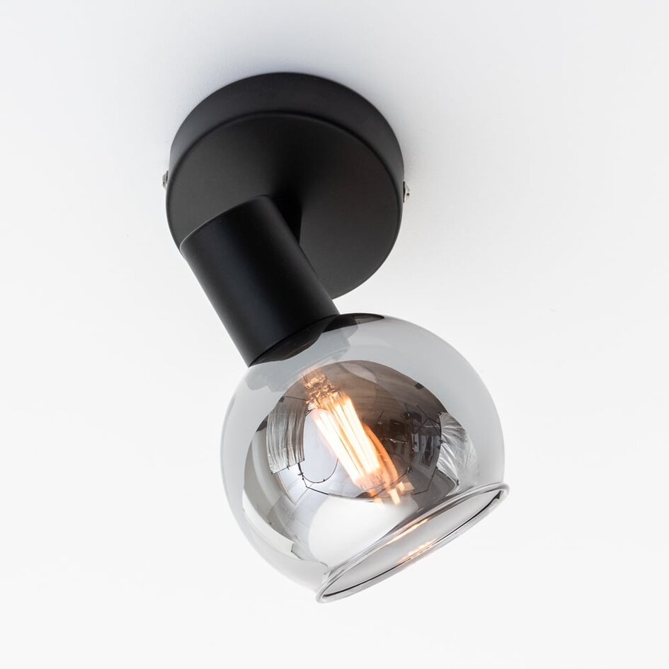 Taklampa Dallas med en lampa - rökfärgat glas med spegeleffekt