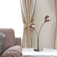 Modern bordslampa Savannah med två lampor i rökgrått glas