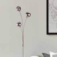Modern golvlampa Campbell med tre lampor i rökgrått glas