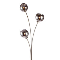 Modern golvlampa Campbell med tre lampor i rökgrått glas