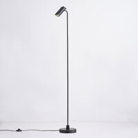 Modern golvlampa Warren, mattsvart med guld
