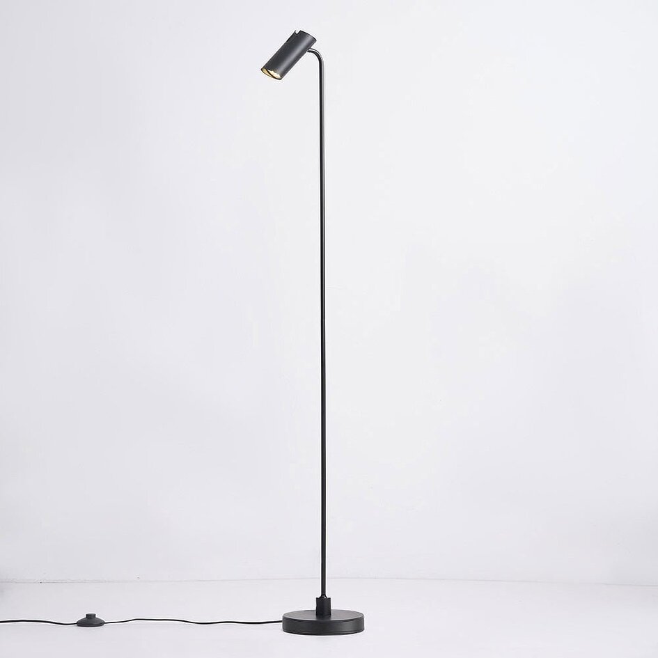 Modern golvlampa Warren, mattsvart med guld