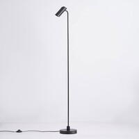 Modern golvlampa Warren, mattsvart med guld