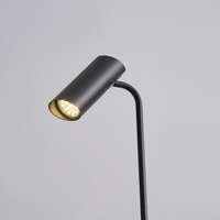 Modern golvlampa Warren, mattsvart med guld