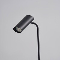 Modern golvlampa Warren, mattsvart med guld