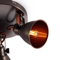 Industriell takspotlight Illinois med tre lampor, antikbrons