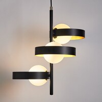 Modern pendellampa James med tre lampor, matt glas och guld
