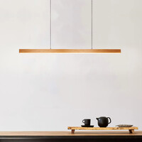 Minimalistisk pendellampa Ami med integrerade 3-stegs dimbara LED - trälook