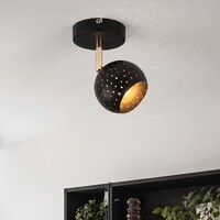 Modern takspotlight Lucinda med en lampa, mattsvart med koppar