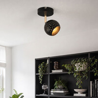 Modern takspotlight Lucinda med en lampa, mattsvart med koppar