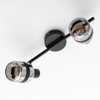 Industriell takspotlight Gesa med två lampor i rökgrått glas