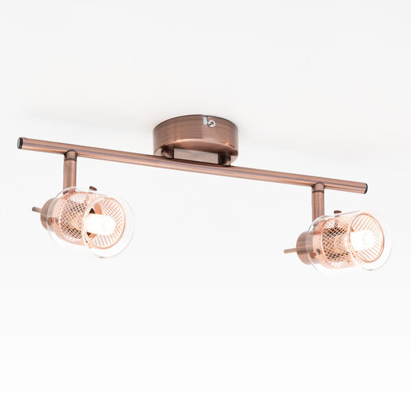 Industriell takspotlight roséguld, 2-ljus - Poppy (G9 sockel)
