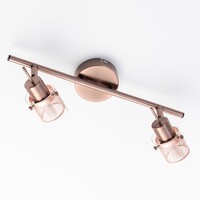 Industriell takspotlight Poppy med två lampor - roséguld